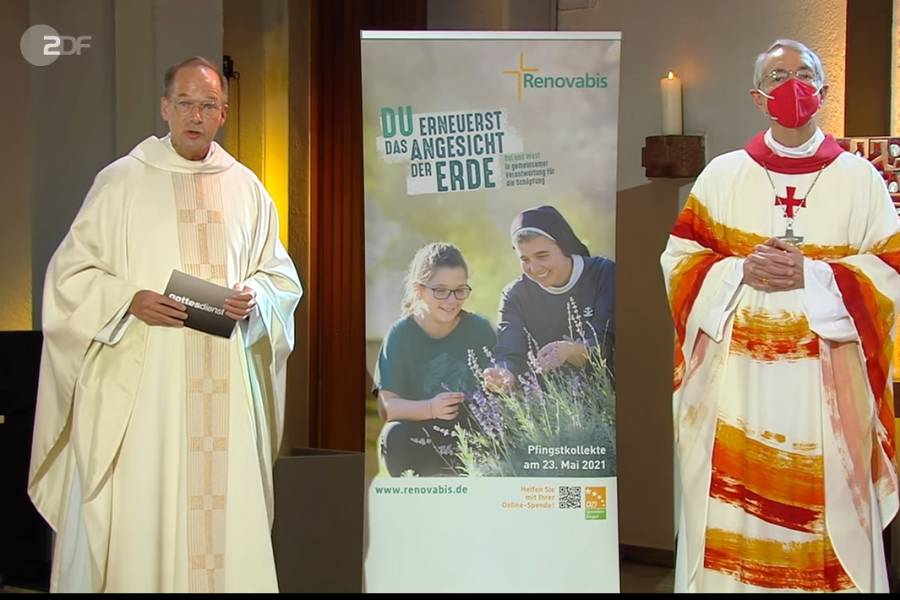 ZDF-Fernsehgottesdienst zur Aktionseröffnung: Mit dabei Erzbischof Dr. Ludwig Schick (rechts) und Pfarrer Dr. Christian Hartl, Hauptgeschäftsführer von Renovabis.