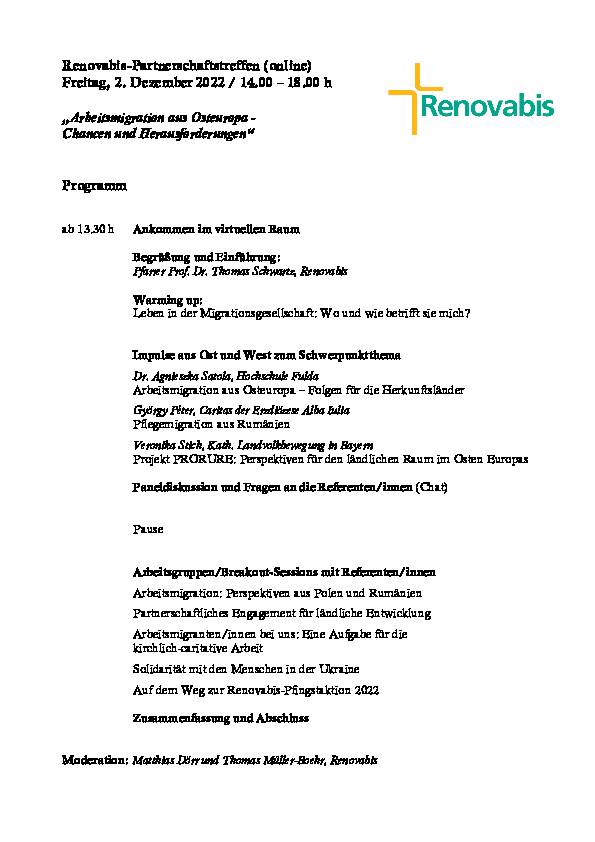 Partnerschaftstreffen 2022 - Programm