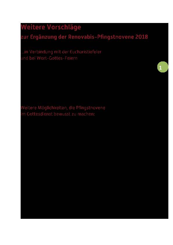 2018 | Renovabis-Pfingstnovene: Ergänzungen